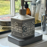 Bastide & Olivier Grey & White Mosaic Ceramic Soap Dispenser French Soaps UK