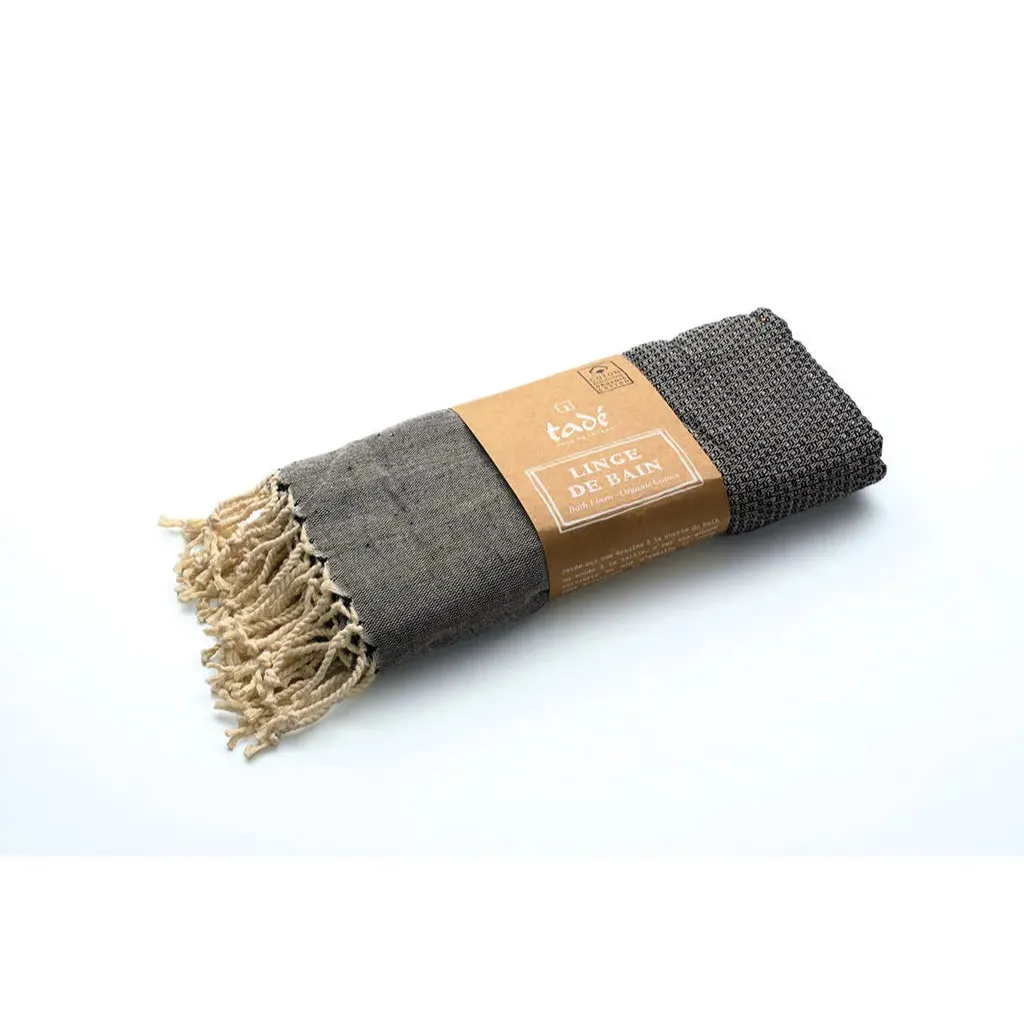 TADÉ PAYS DU LEVANT Hammam Towel, Organic Cotton, Black French Soaps UK