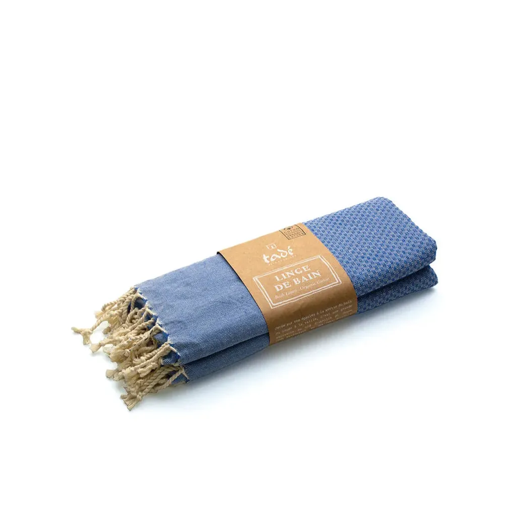 TADÉ PAYS DU LEVANT Hammam Towel, Organic Cotton, Blue French Soaps UK