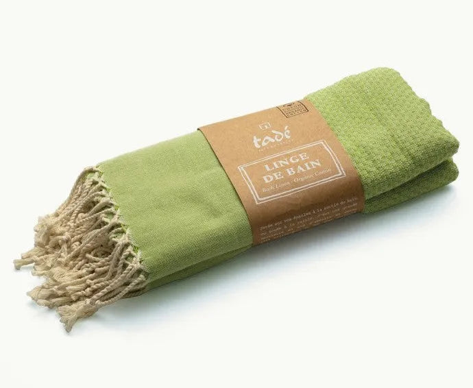 TADÉ PAYS DU LEVANT Hammam Towel, Organic Cotton, Green French Soaps UK