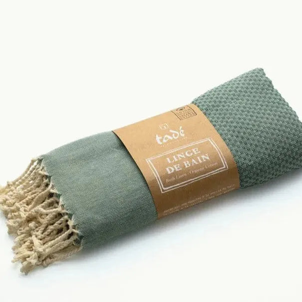 TADÉ PAYS DU LEVANT Hammam Towel, Organic Cotton, Olive French Soaps UK