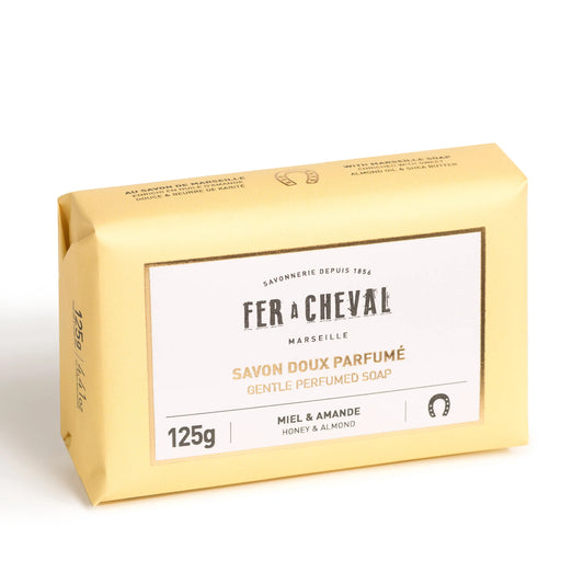 FER A CHEVAL Honey & Almond, Extra Gentle Fragranced Marseille Soap | 125g French Soaps UK