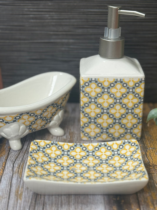 Blue & Yellow Mosaic Ceramic Soap Dispenser