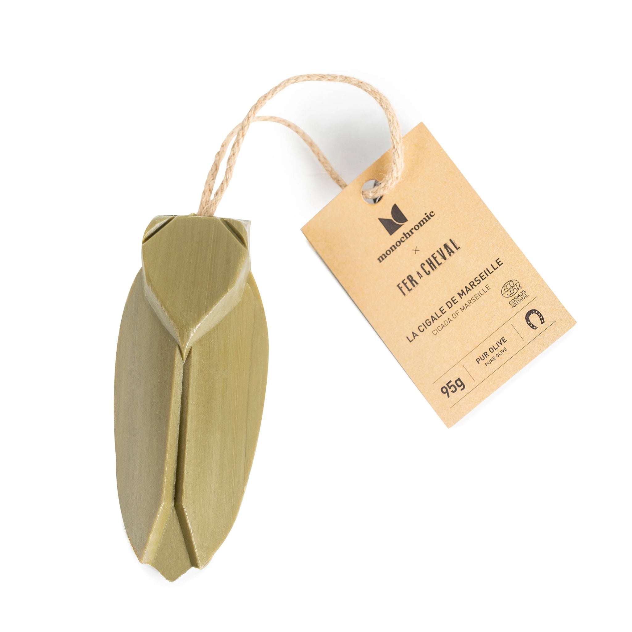FER A CHEVAL La Cigala Pure Olive Marseille Soap on a Rope | 95g | Fer a Cheval x Monochromic French Soaps UK