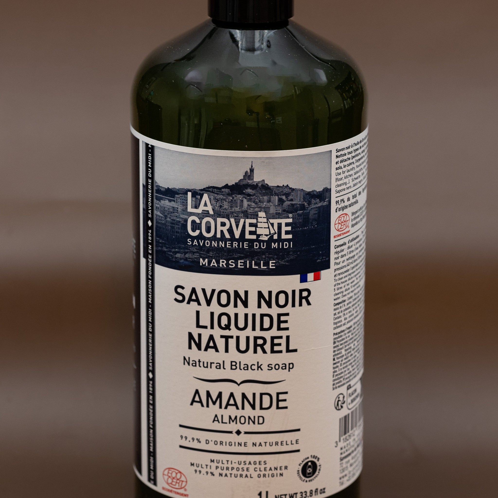 LA CORVETTE Black Liquid Soap, Almond & Linseed Oil | 1L French Soaps UK