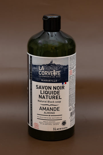 LA CORVETTE Black Liquid Soap, Almond & Linseed Oil | 1L French Soaps UK