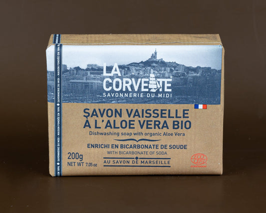 LA CORVETTE Dishwashing Soap Bar with Baking Soda & Aloe Vera | 200g French Soaps UK
