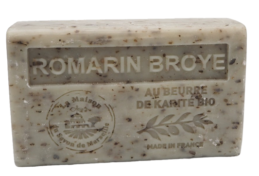 La Maison du Savon de Marseille Rosemary Broyee (Exfoliating) Soap with organic Shea Butter 125g French Soaps UK