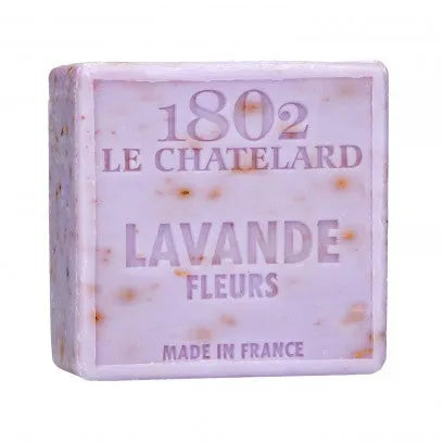 LE CHATELARD 1802 Lavender Flower Exfoliating Marseille Soap, 72% Coconut, Olive and Almond Oil, 100g |  PALM FREE French Soaps UK