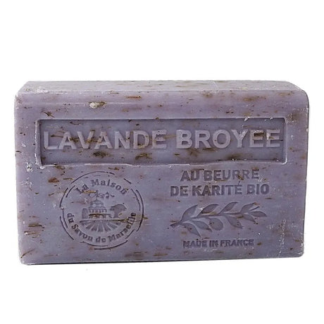 LA MAISON DU SAVON DE MARSEILLE Lavender Flowers Exfoliating French Soap with organic Shea Butter 125g French Soaps UK