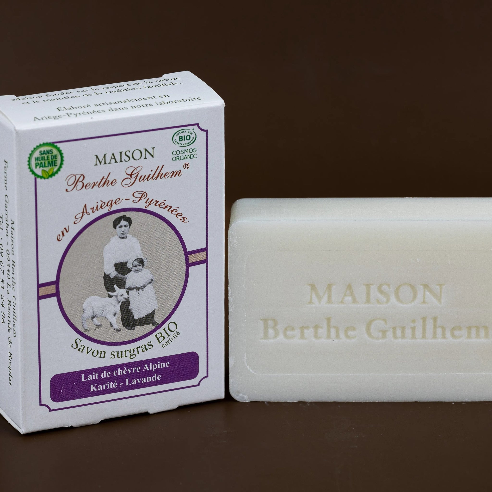 MAISON BERTHE GUILHEM Lavender Oils & Shea Butter | Organic Alpine Goat's Milk | 100g French Soaps UK