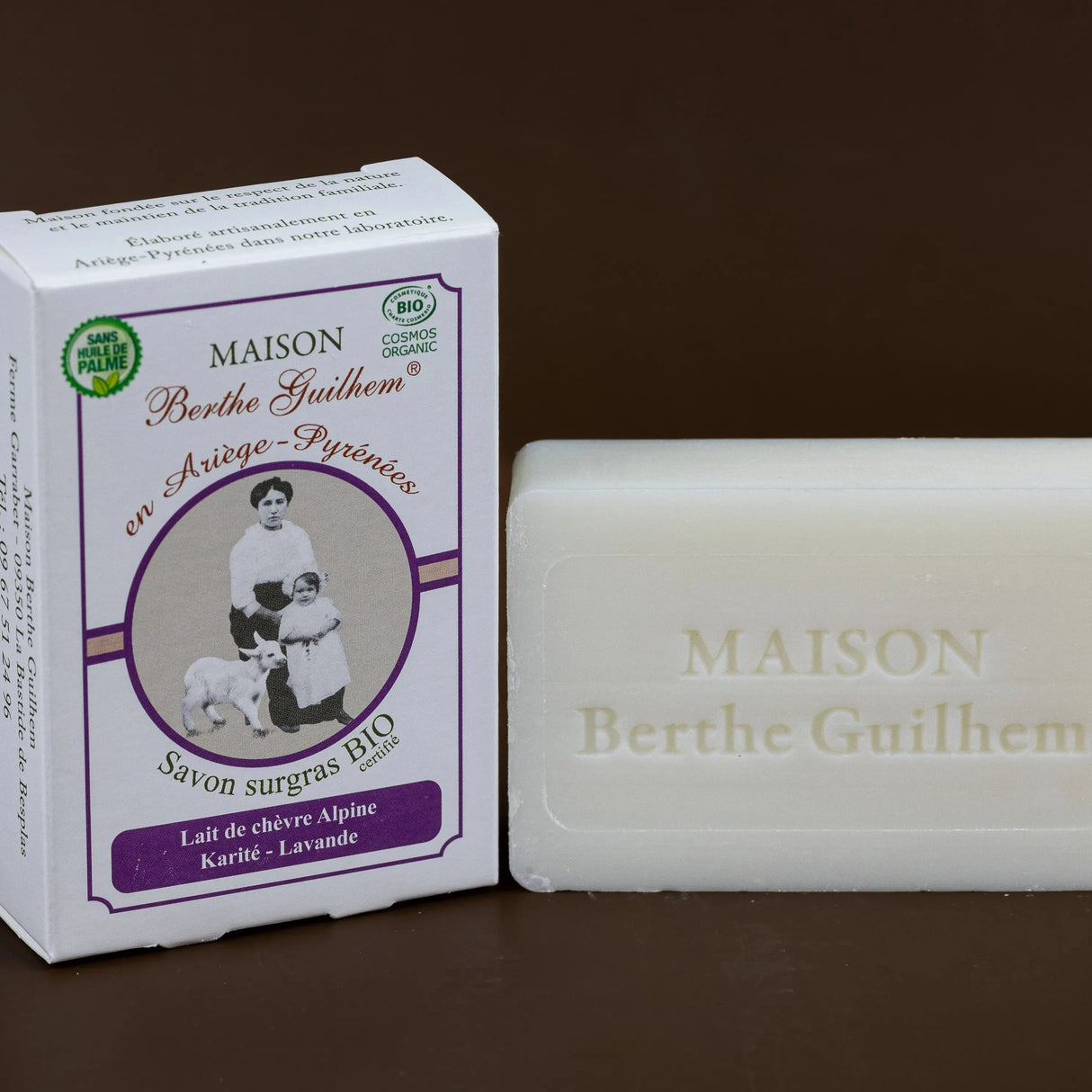MAISON BERTHE GUILHEM Lavender Oils & Shea Butter | Organic Alpine Goat's Milk | 100g French Soaps UK