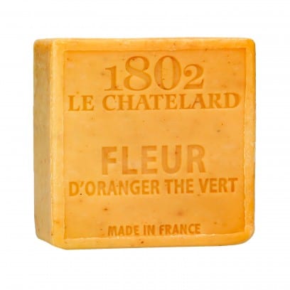 LE CHATELARD 1802 Orange Blossom & Green Tea Exfoliating Marseille Soap, 72% Coconut, Olive and Almond Oil, 100g |  PALM FREE French Soaps UK