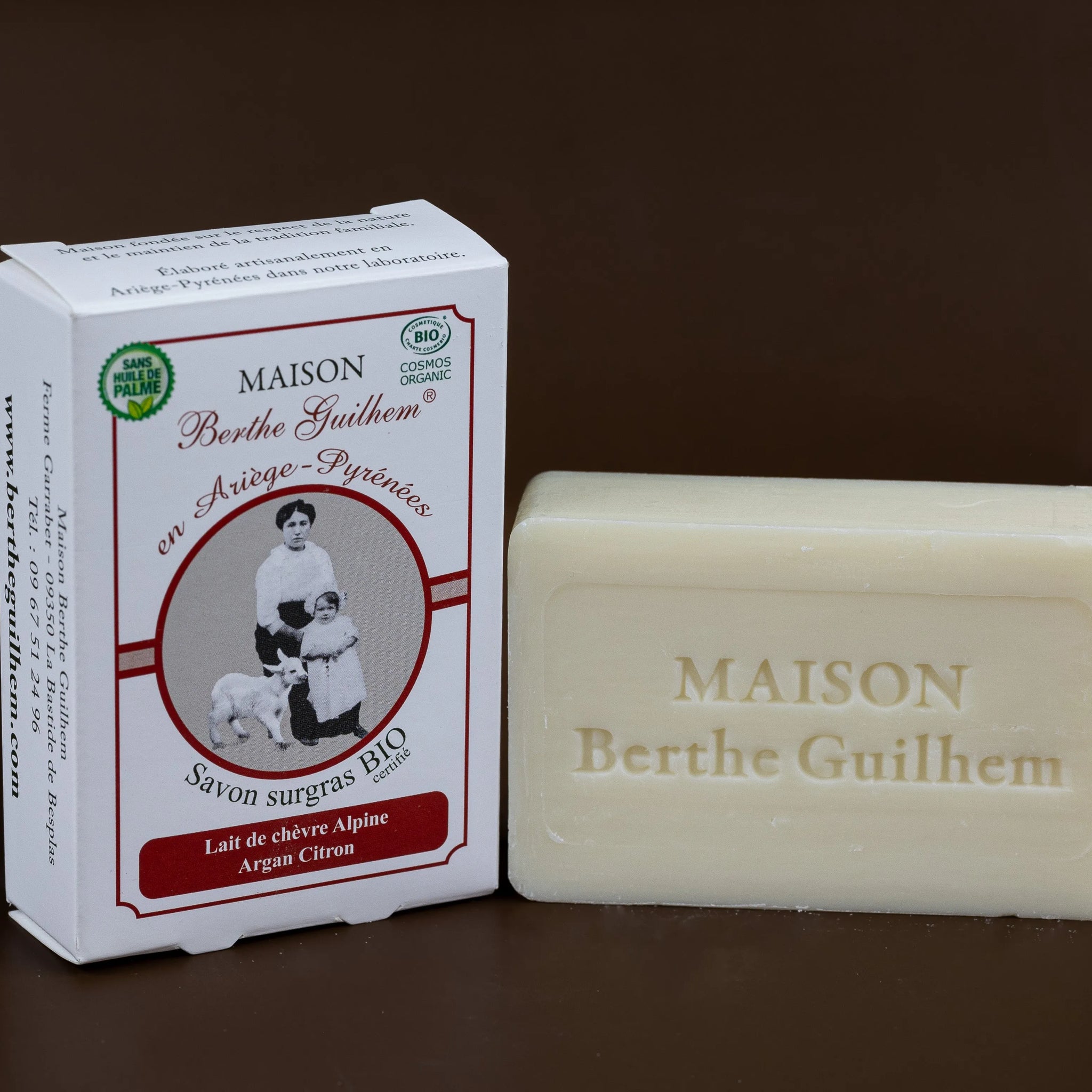 MAISON BERTHE GUILHEM Lemon & Argan Oils | Organic Alpine Goat's Milk | 100g French Soaps UK