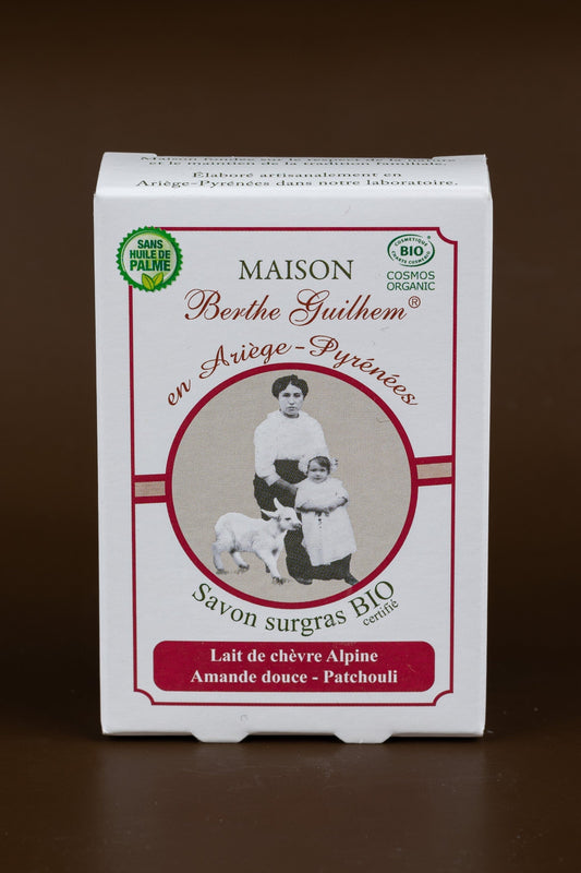 MAISON BERTHE GUILHEM Patchouli Oil & Sweet Almond Oil  | Organic Alpine Goat's Milk | 100g French Soaps UK