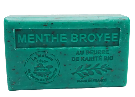 La Maison du Savon de Marseille Mint Exfoliating Soap with organic Shea Butter 125g French Soaps UK
