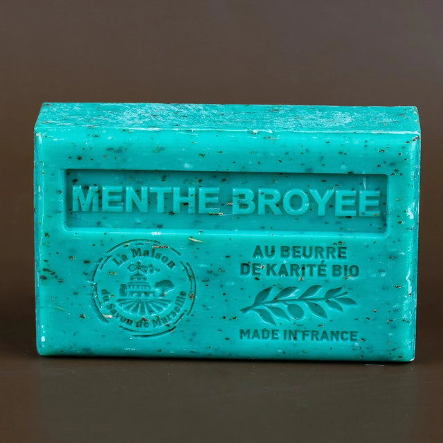 La Maison du Savon de Marseille Mint Exfoliating Soap with organic Shea Butter 125g French Soaps UK