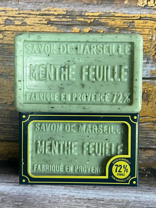 BLEU JAUNE Mint Leaf, Exfoliating Marseille Soap with Shea Butter | 100g French Soaps UK
