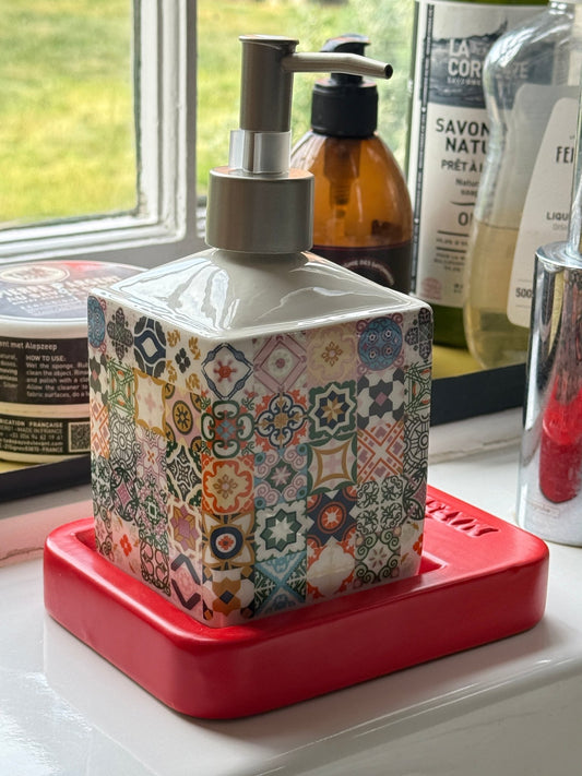 Multi colour Mosaic Ceramic Soap Dispenser