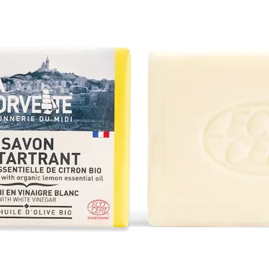 LA CORVETTE Multi-surface Bar, Vinegar, Olive & Coconut Oils, and Organic Lemon Oil | 200g French Soaps UK