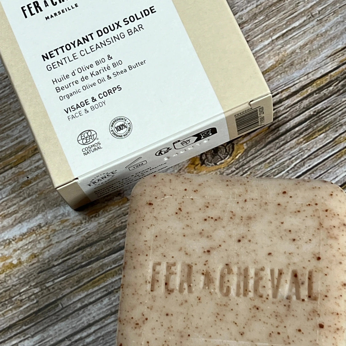 FER A CHEVAL Natural Cleansing Bar for Face & Body, Olive Oil & Shea Butter French Soaps UK
