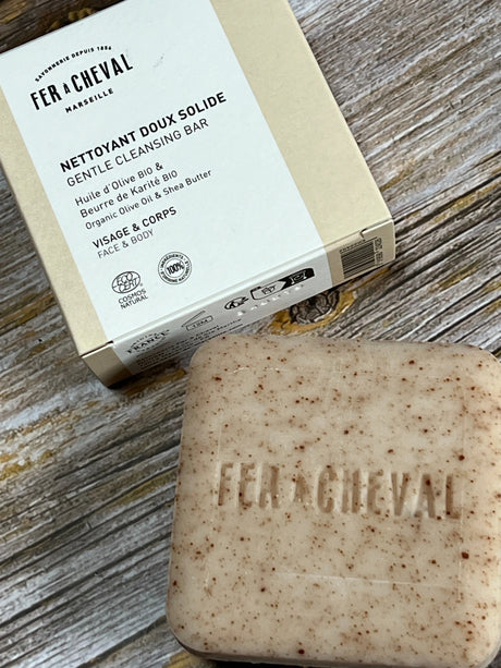 FER A CHEVAL Natural Cleansing Bar for Face & Body, Olive Oil & Shea Butter French Soaps UK