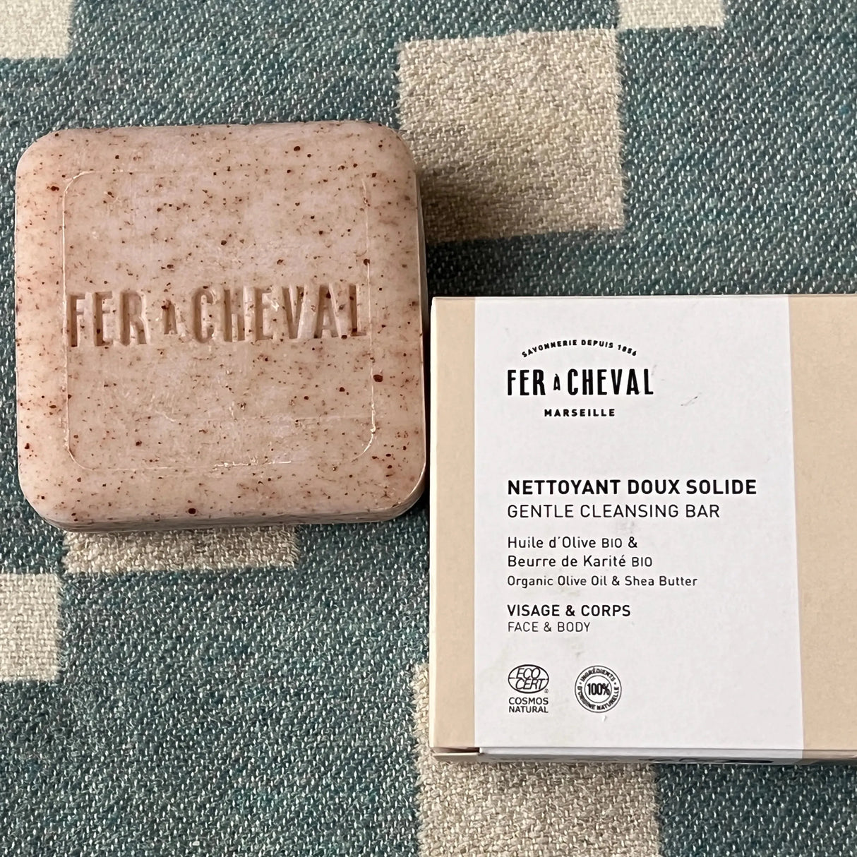 FER A CHEVAL Natural Cleansing Bar for Face & Body, Olive Oil & Shea Butter French Soaps UK