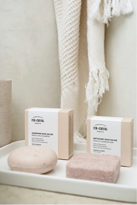 FER A CHEVAL Natural Cleansing Bar for Face & Body, Olive Oil & Shea Butter French Soaps UK