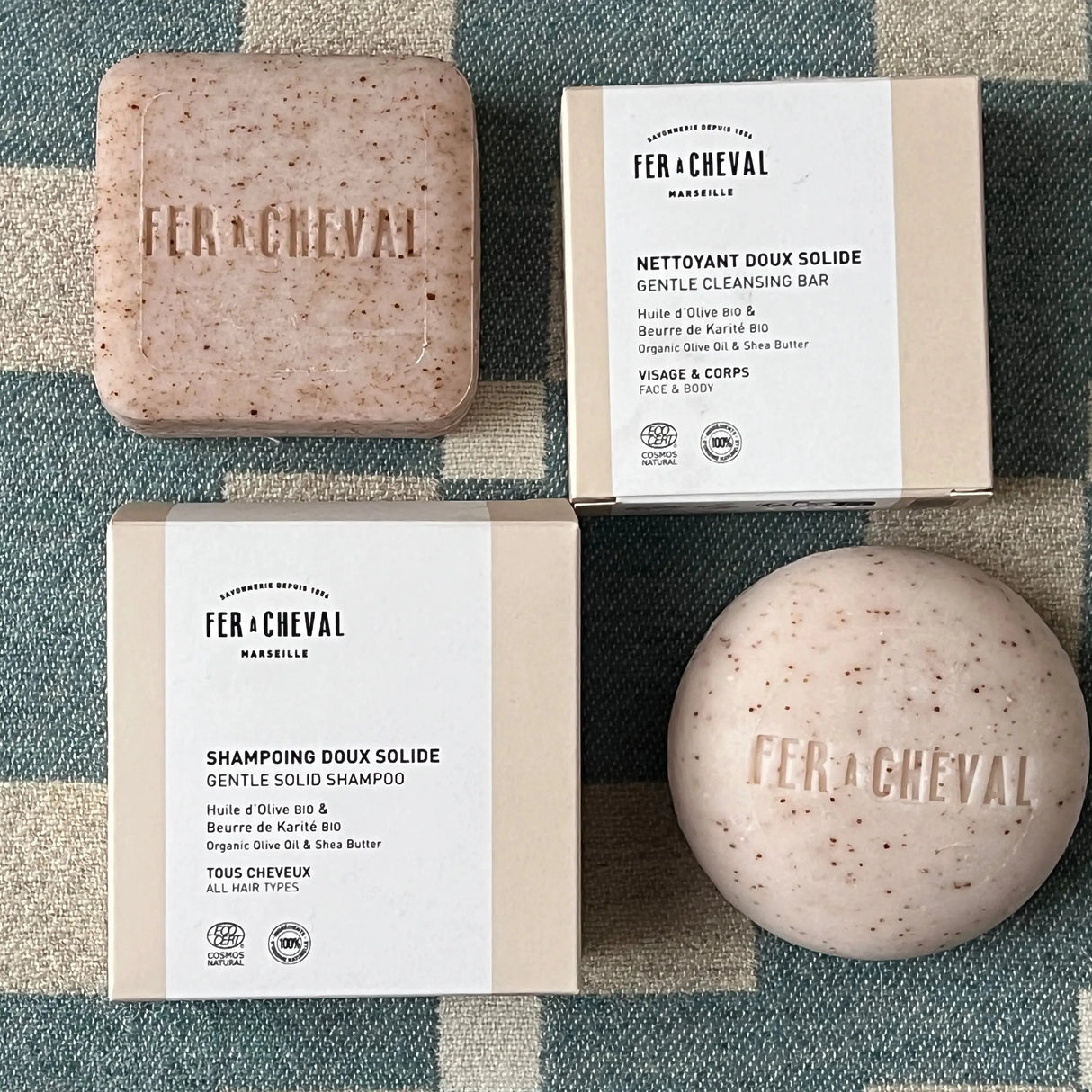 FER A CHEVAL Natural Cleansing Bar for Face & Body, Olive Oil & Shea Butter French Soaps UK