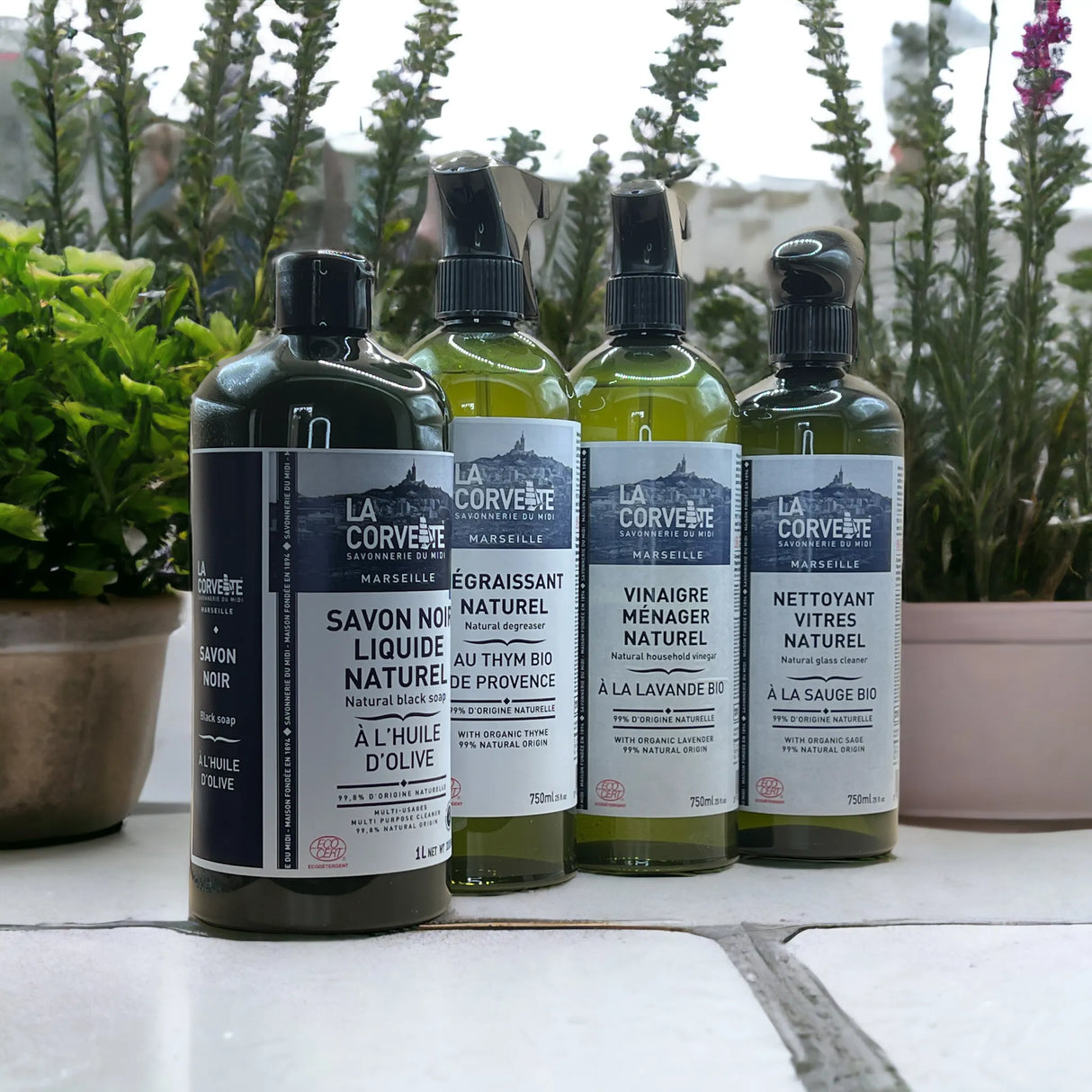 LA CORVETTE Natural Glass Cleaner with Organic Sage | 750ml French Soaps UK
