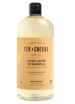 FER A CHEVAL Natural Liquid Marseille Soap, unfragranced | 1L French Soaps UK