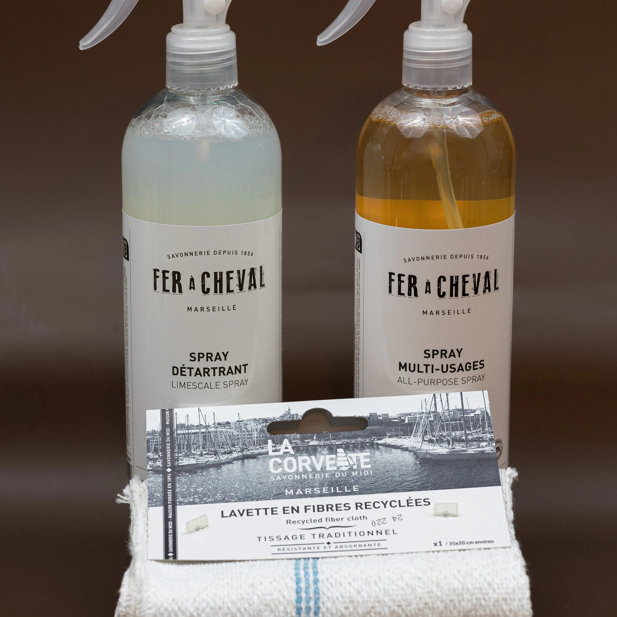 FER A CHEVAL Natural Multi-Surface & Limescale Spray Duo with Cloth (Worth £20.50) French Soaps UK