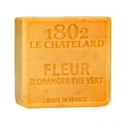 LE CHATELARD 1802 Orange Blossom & Green Tea Exfoliating Marseille Soap, 72% Coconut, Olive and Almond Oil, 100g |  PALM FREE French Soaps UK