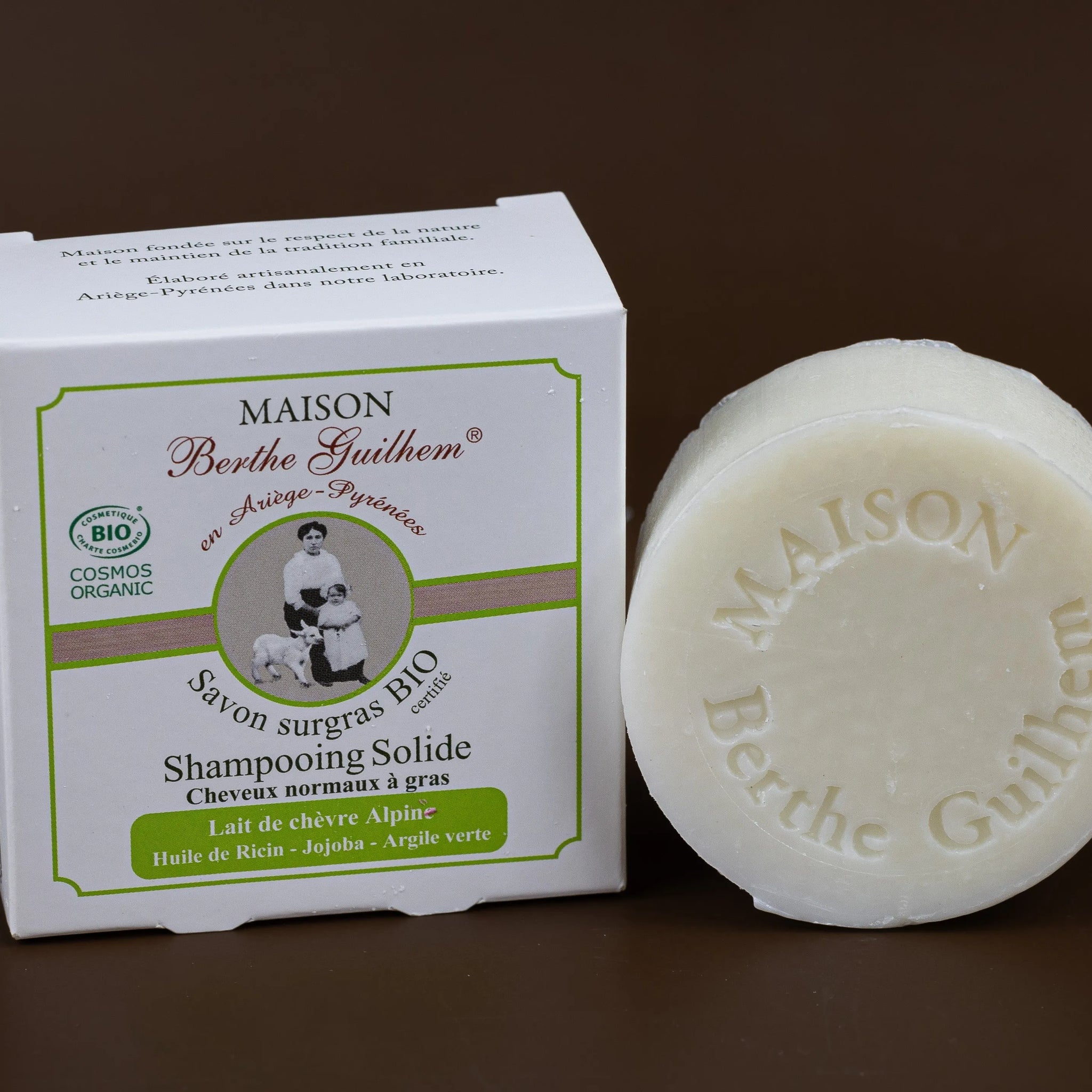 MAISON BERTHE GUILHEM Organic Alpine Goat's Milk Shampoo | Kaolin | Jojoba Oil | Normal Hair | 100g French Soaps UK