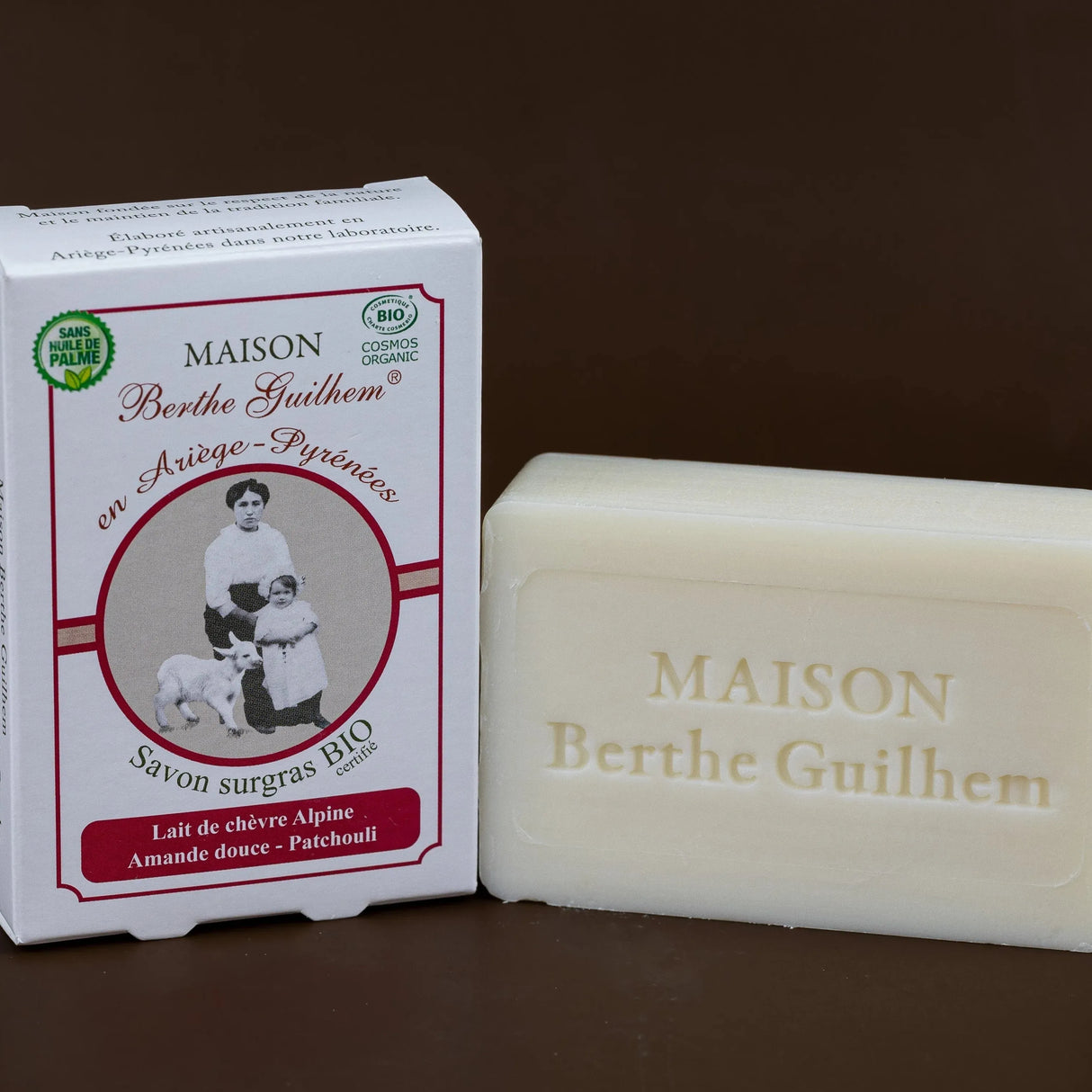 MAISON BERTHE GUILHEM Patchouli Oil & Sweet Almond Oil  | Organic Alpine Goat's Milk | 100g French Soaps UK