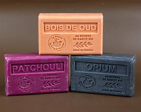 LA MAISON DU SAVON DE MARSEILLE Patchouli, Oud & Opium | Fragranced Marseille Soap with Shea Butter | 3 x 125g French Soaps UK