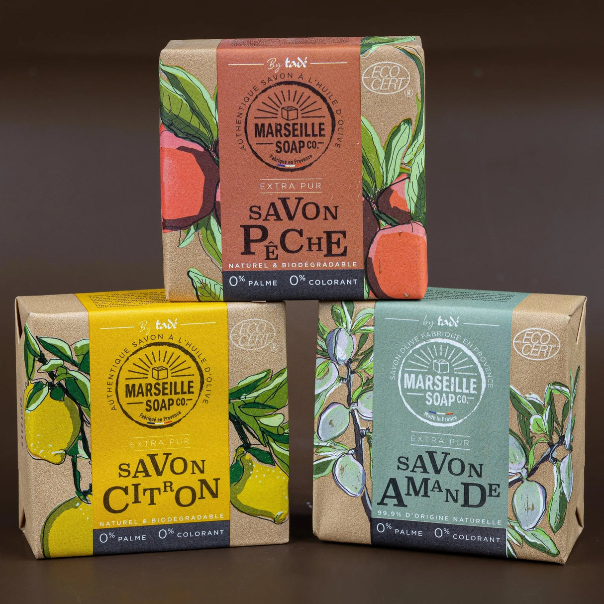 TADÉ PAYS DU LEVANT Peach Marseille Soap with Olive Oil | 100g French Soaps UK