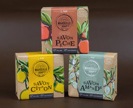 TADÉ PAYS DU LEVANT Peach Marseille Soap with Olive Oil | 100g French Soaps UK