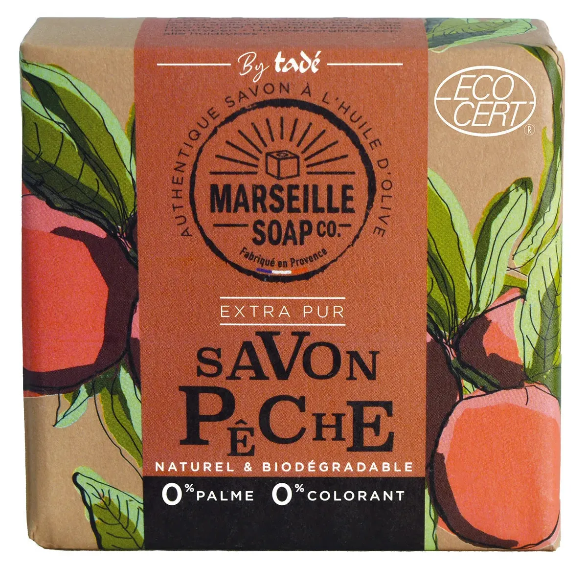 TADÉ PAYS DU LEVANT Peach Marseille Soap with Olive Oil | 100g French Soaps UK
