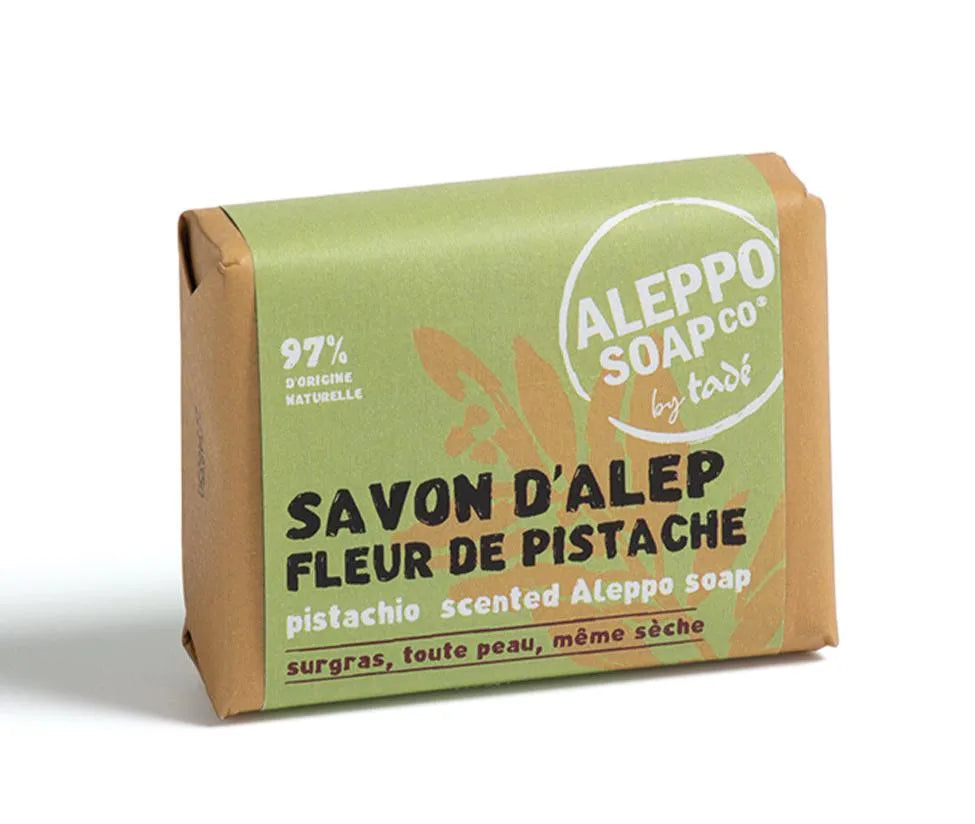 TADÉ PAYS DU LEVANT Pistachio Flower Fragranced Aleppo Soap, for dry and intolerant skin | 100g French Soaps UK