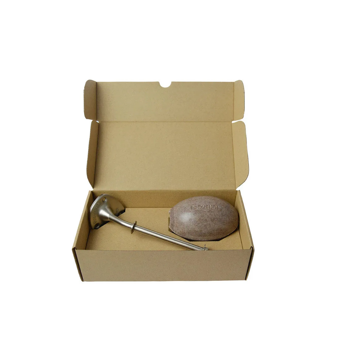 PROVENDI Provendi Exfoliating Cedar Rotating Wall Soap | Brushed Steel Wall Arm French Soaps UK