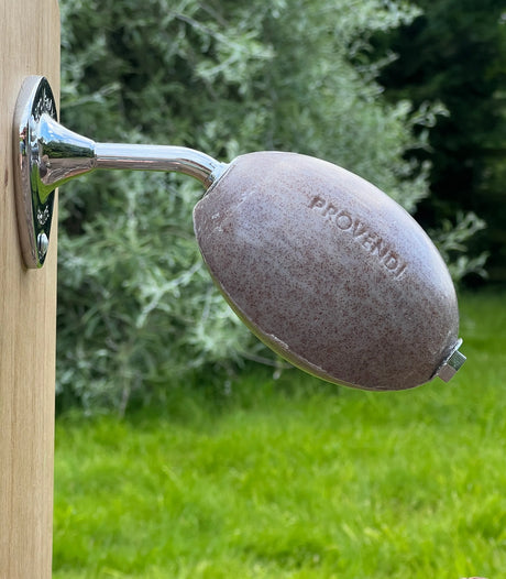 PROVENDI Provendi Exfoliating Cedar Rotating Wall Soap | Chrome Wall Arm French Soaps UK
