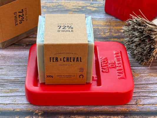 Red Ceramic Soap Dish for Marseille Soap Cubes