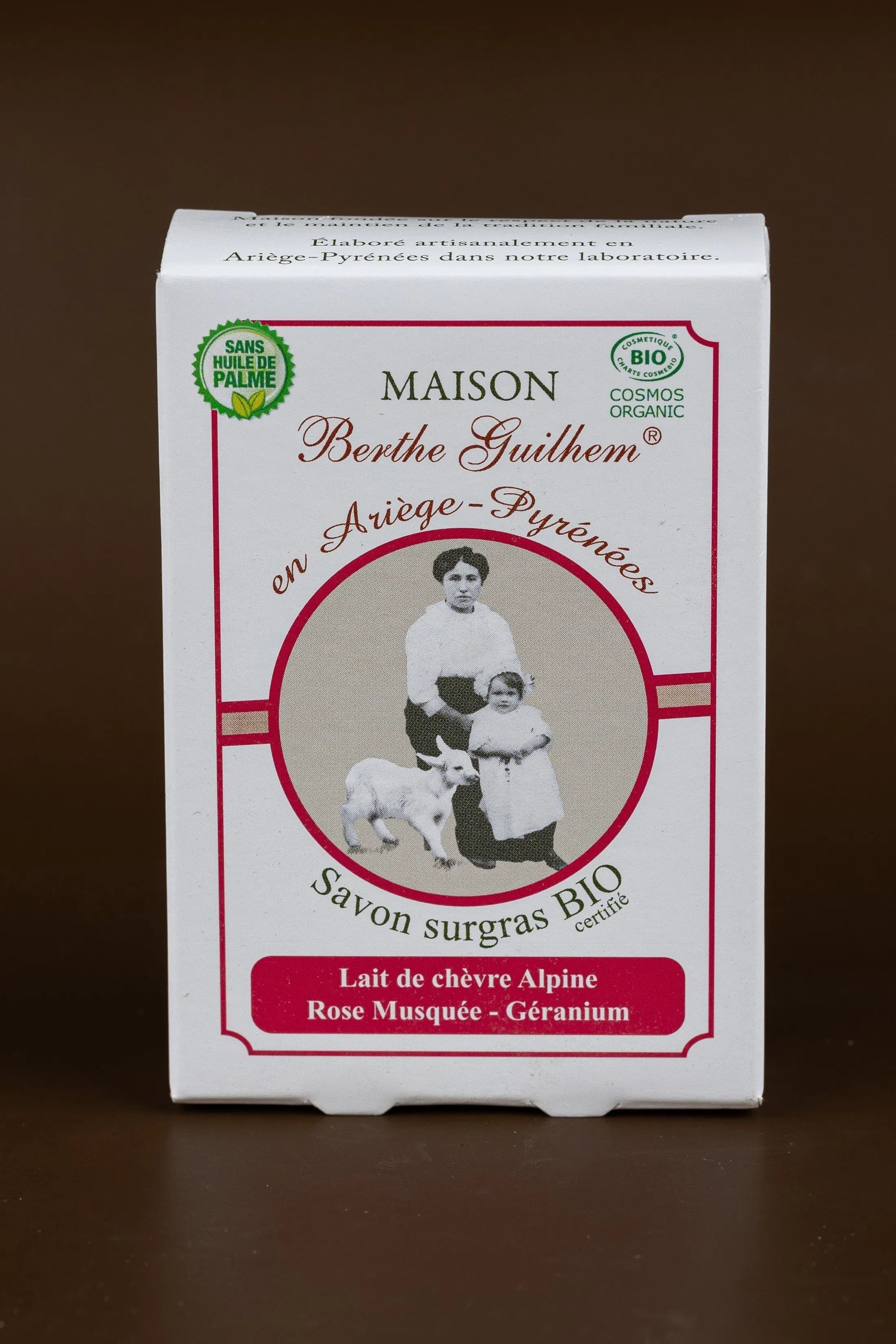 MAISON BERTHE GUILHEM Rose Geranium & Rosehip Oils | Organic Alpine Goat's Milk | 100g French Soaps UK