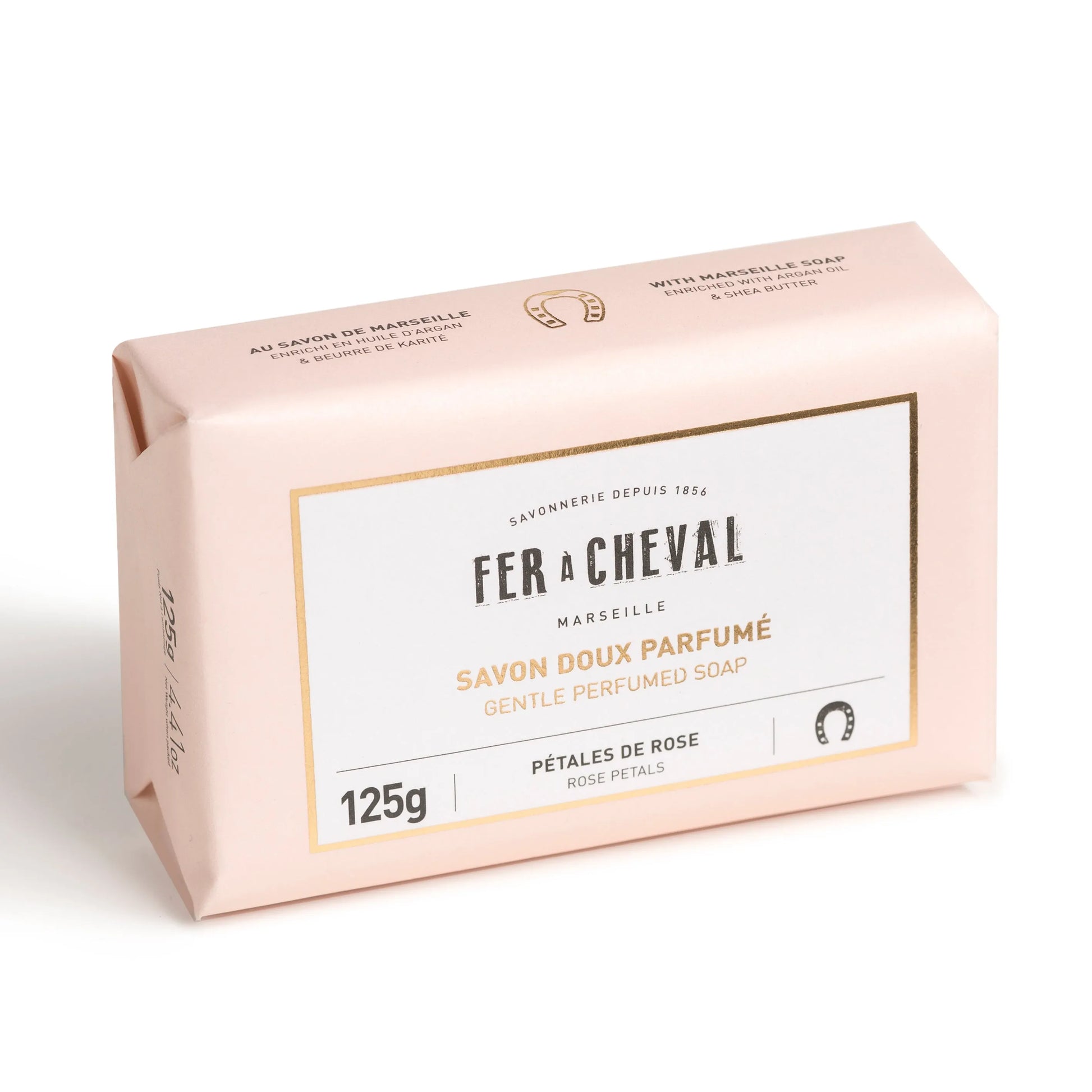 FER A CHEVAL Rose Petal, Extra Gentle Fragranced Marseille Soap | 125g French Soaps UK