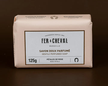 FER A CHEVAL Rose Petal, Extra Gentle Fragranced Marseille Soap | 125g French Soaps UK
