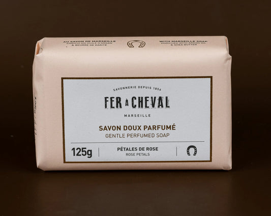 FER A CHEVAL Rose Petal, Extra Gentle Fragranced Marseille Soap | 125g French Soaps UK