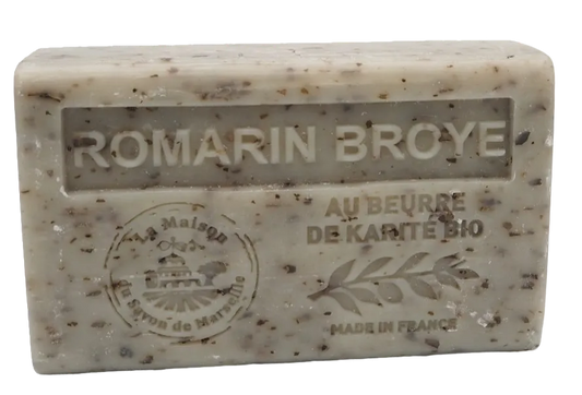 La Maison du Savon de Marseille Rosemary Broyee (Exfoliating) Soap with organic Shea Butter 125g French Soaps UK