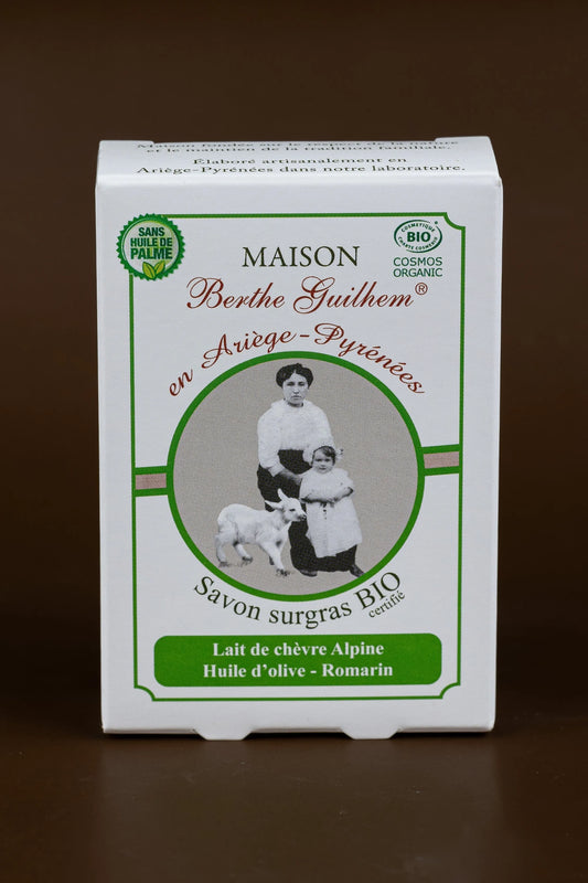 MAISON BERTHE GUILHEM Rosemary & Olive Oils  | Organic Alpine Goat's Milk | 100g French Soaps UK