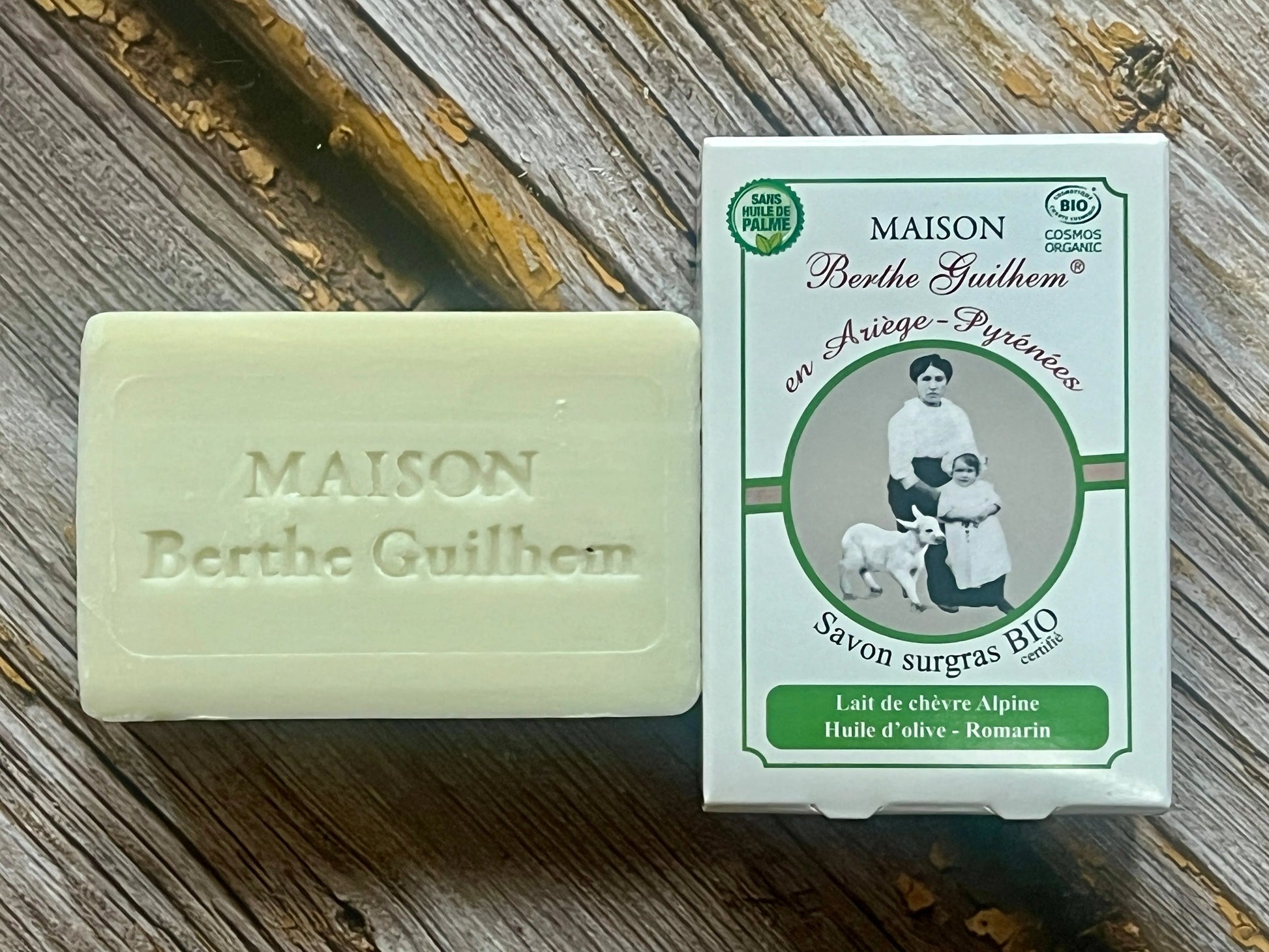 MAISON BERTHE GUILHEM Rosemary & Olive Oils  | Organic Alpine Goat's Milk | 100g French Soaps UK